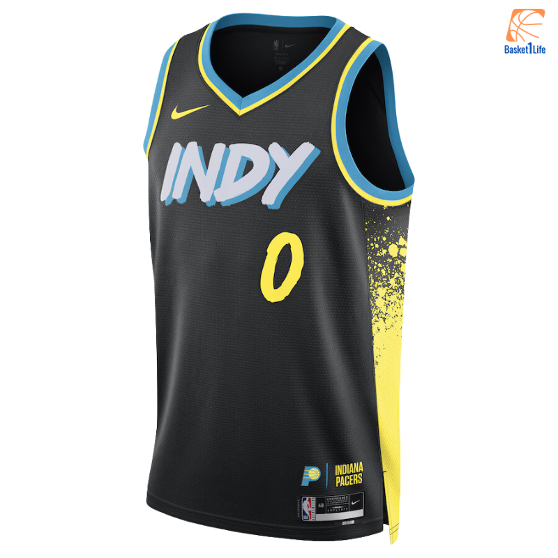 Indiana Pacers Nike City Edition Swingman-Trikot 23 – Schwarz – Tyrese Haliburton