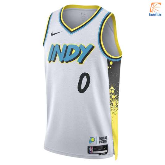 Nike Indiana Pacers Tyese Haliburton 2024/25 City Edition Swingman Trikot Weiß 